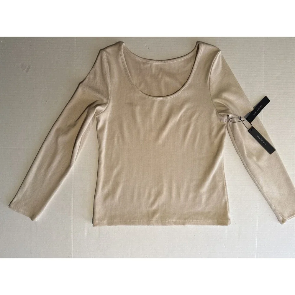 Tahari Long Sleeve Top Shirt  White Large NWT 